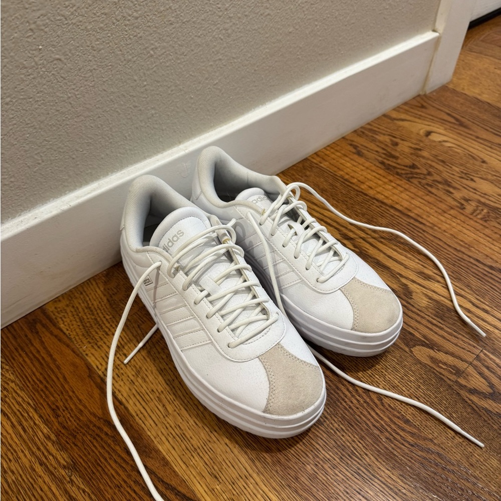 Adidas women’s White and Beige Sneakers